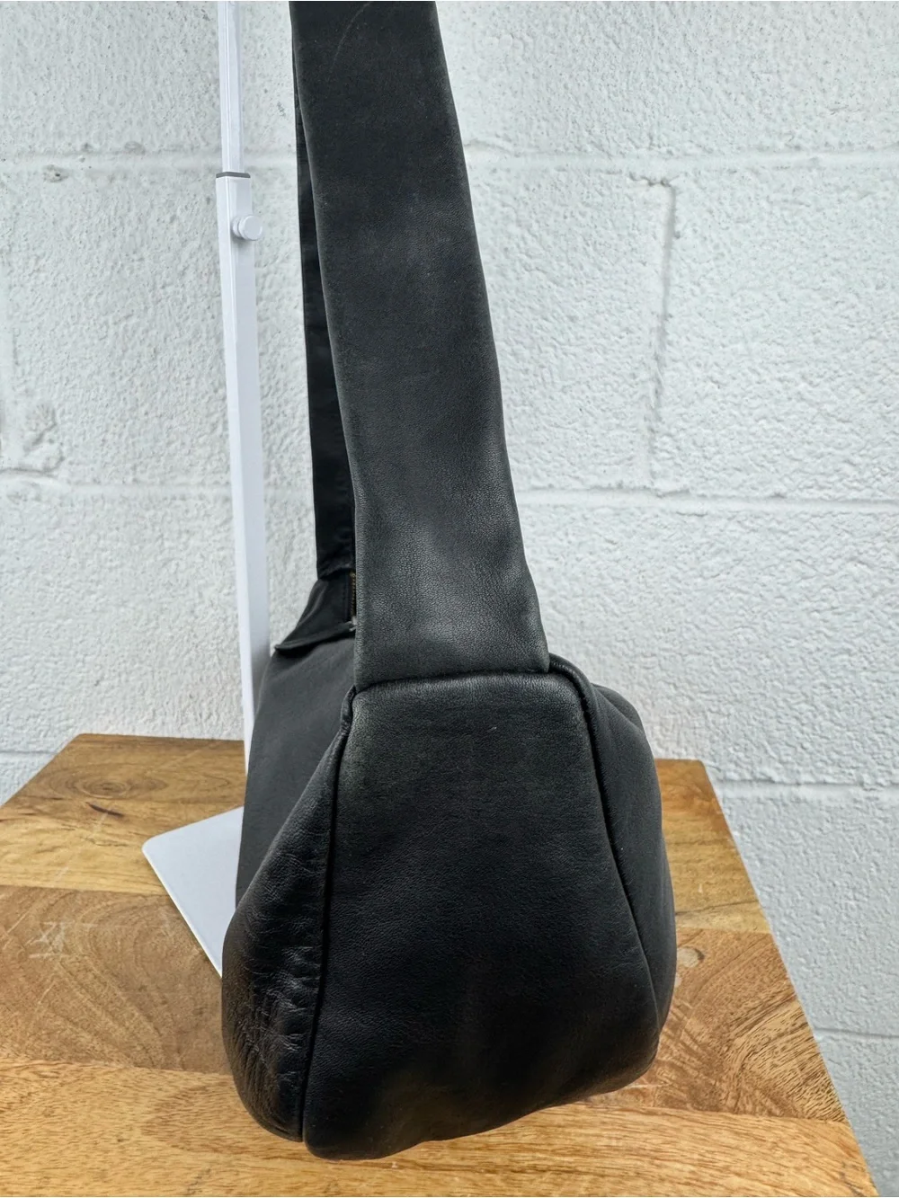 St. Agni Soft Crescent Bag Black Lambskin Leather Shoulder Bag